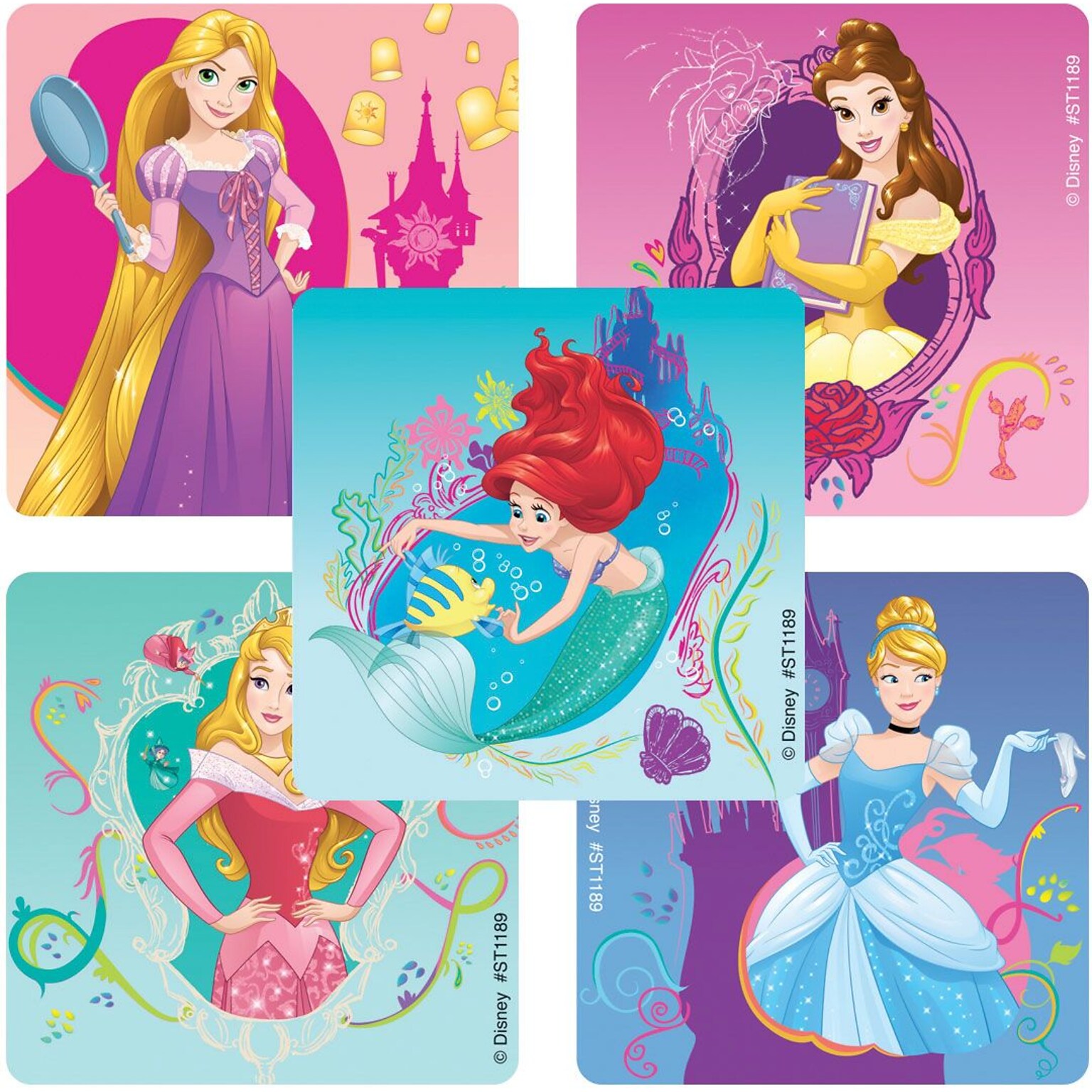 SmileMakers® Disney Princess Enchanted Stickers; 2-1/2”H x 2-1/2”W, 100/Roll