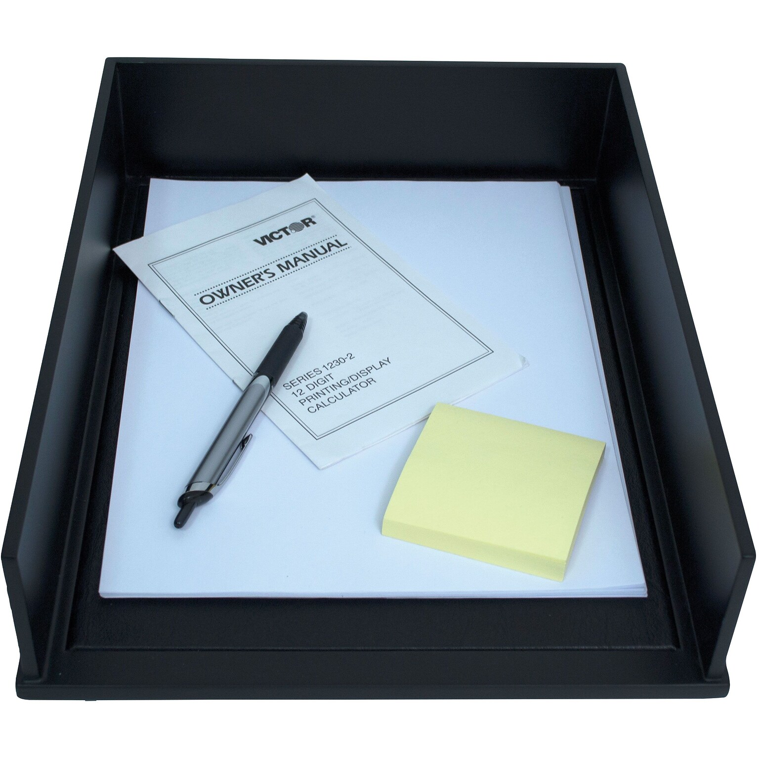 Victor Technology Wood Midnight Black Stackable Front-Loading Letter Tray (1142-5)