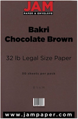 JAM Paper Matte Colored 8.5" x 14" Color Copy Paper, 32 lbs., Bakri Chocolate Brown, 50 Sheets/Ream (64426903)