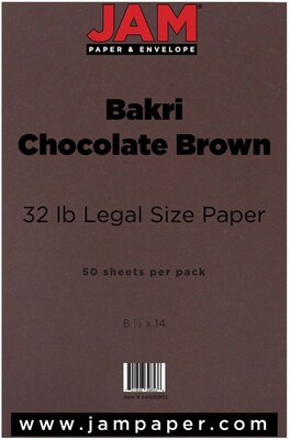 JAM Paper Matte Colored 8.5" x 14" Color Copy Paper, 32 lbs., Bakri Chocolate Brown, 50 Sheets/Ream (64426903)