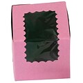 Bags & Bows® 4 x 4 x 4 1 Cup Windowed Standard Cupcake Boxes, Pink, 200/Pack