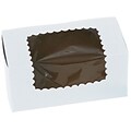 Bags & Bows® 8 x 4 x 4 2 Cup Windowed Standard Cupcake Boxes, White, 100/Pack