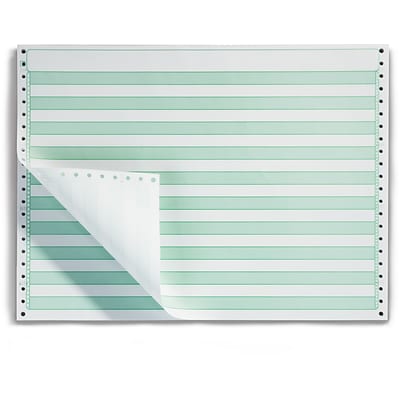 Green Bar Computer Paper, 14 7/8 x 11, 15lb, 3,500/Box (177105)