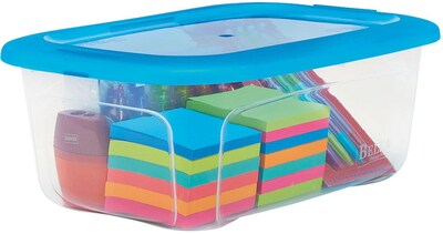 Snap Lid Shoe Box; 6qt., Clear with Blue Tint Lid