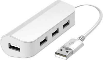 4-Port USB 2.0 Travel Hub, White