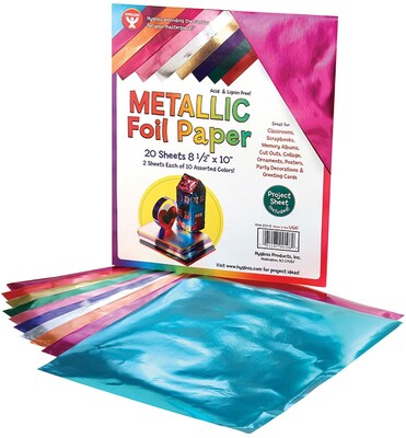 Hygloss Metallic Foil Craft Paper, 8.5 x 10, Assorted Colors, 20 Sheets (HYG108Q)