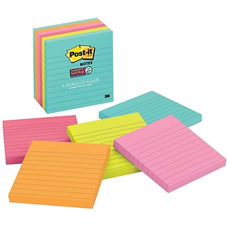 6 NOTE IT PADS Sticky YELLOW Removable POST NOTES 100 Sheets PP LARGE By OBuddy 