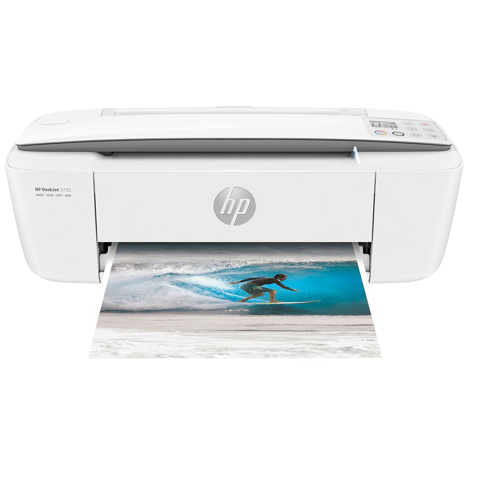 HP® DeskJet 3755 Compact Color Inkjet Multifunction Photo Printer with Wireless & Mobile Printing -Stone Accent (J9V91A)