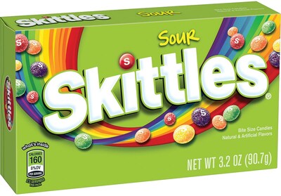 Skittles Sour Candy, 4 oz. Theater Box, 12 Boxes