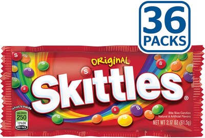 Skittles Original Fruit Flavored Candy, 2.17 oz, 36/Box (MMM01160)