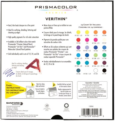 Prismacolor Premier Verithin Colored Pencils, Assorted Colors, 24 Pencils/Pack (02427)