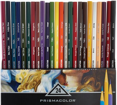 Prismacolor Premier Verithin Colored Pencils, Assorted Colors, 24 Pencils/Pack (02427)