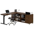 Bestar® Pro-Linea L-Desk w/ Height-Adjustable Table in Oak Barrel