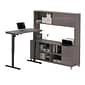 Bestar® Pro-Linea L-Desk, Hutch, & Height-Adjustable Table in Bark Gray