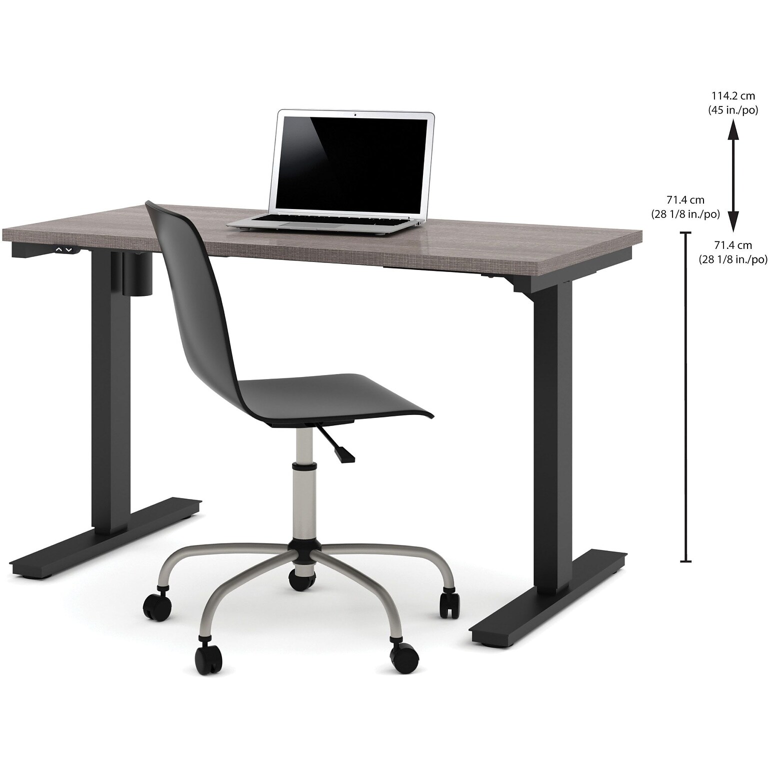 Bestar® Pro-Linea 24x48 Electric Height-Adjustable Table in Bark Gray