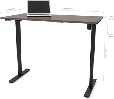 Bestar® Pro-Linea 30x60" Electric Height-Adjustable Table in Bark Gray