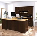 Bestar® Manhattan 71 U-Shaped Workstation, Secret Maple/Chocolate (81411-75)