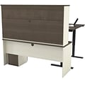 Bestar® Prestige+ L-Desk, Hutch, & Height-Adjustable Table in White Chocolate & Antigua