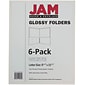 JAM Paper Glossy 2 Pocket Presentation Folder, White, 6/Pack (385GWHA)