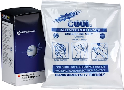 First Aid Only Cold Compress, 4" x 5" , 1/Box