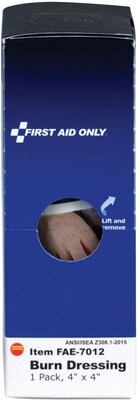 SmartCompliance First Aid Only Burn Dressing, 4" x  4" (FAE-7012)