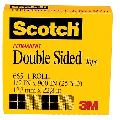Scotch Permanent Double Sided Tape Refill, 1/2 x 25 yds, Clear (665) | Quill