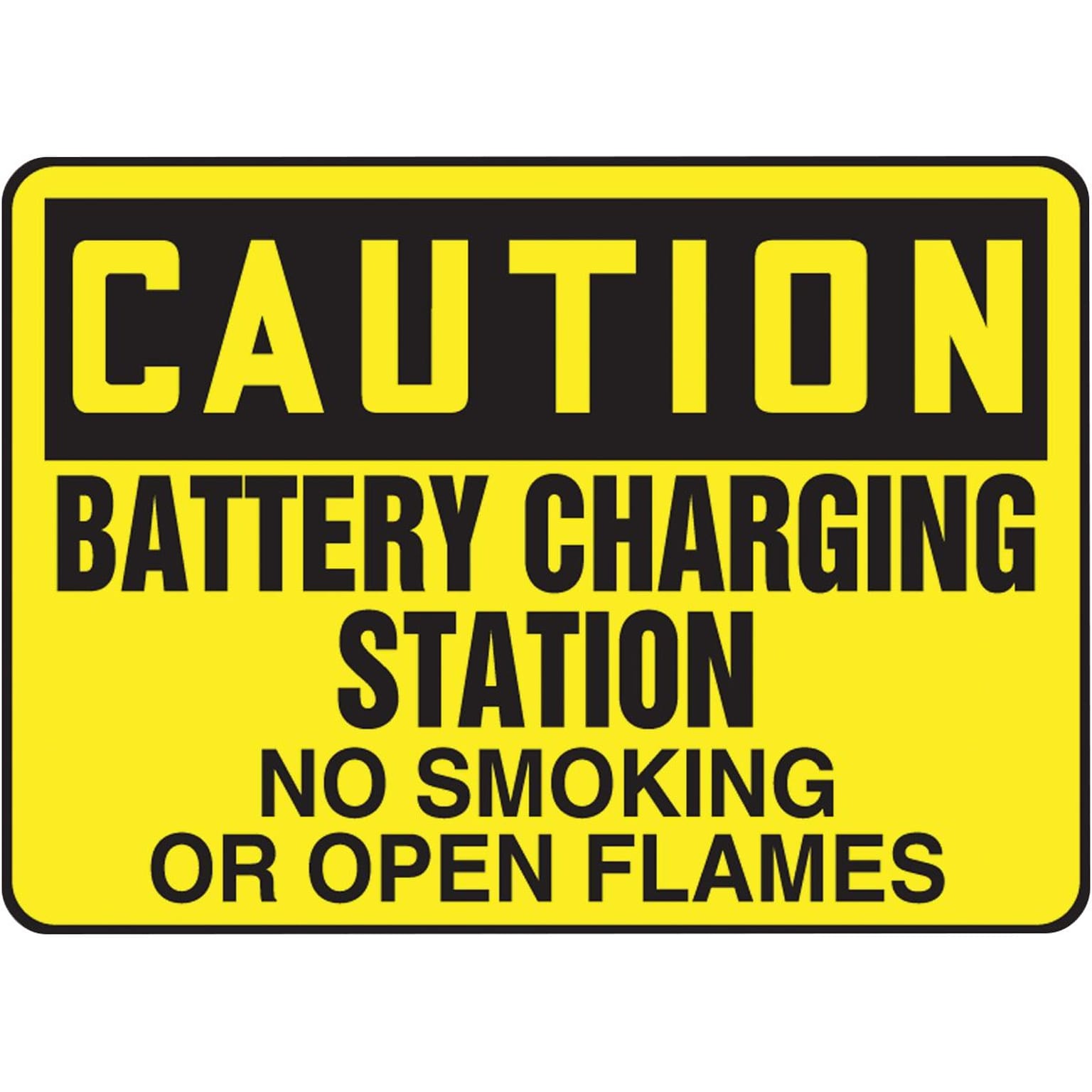 ACCUFORM® Safety Sign, Caution Battery Charging Station No Smoking.., 10 x 14, Adhesive Vinyl