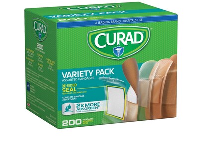 CURAD® Bandage Variety Pack, 200 Bandages/Box, 24 Boxes/Carton