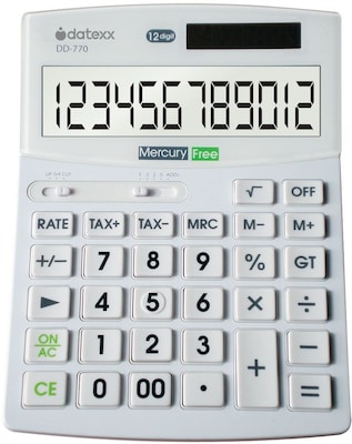 Datexx DD-770 12-Digit Desktop Calculator, White