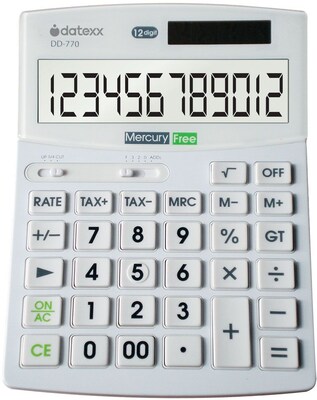 Datexx DD-770 12-Digit Desktop Calculator, White