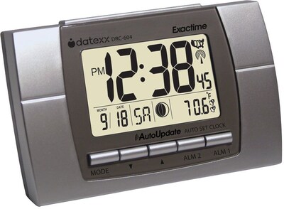 Datexx® Radio Control LCD Alarm Clock; Gray