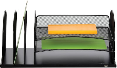 Safco Onyx 3 Horizontal/3 Upright Mesh Desk Organizer, Black (3231BL)