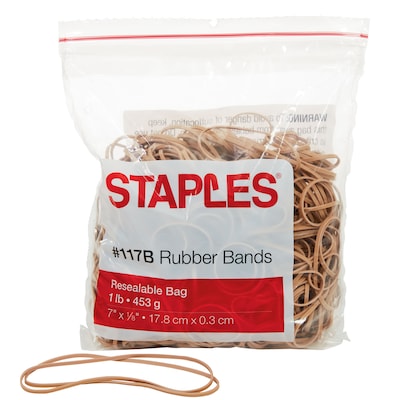 Staples® Premium Rubber Bands, #117B, 7 x 1/8, 1 lb. Bag, 200/Pack (28621-CC)