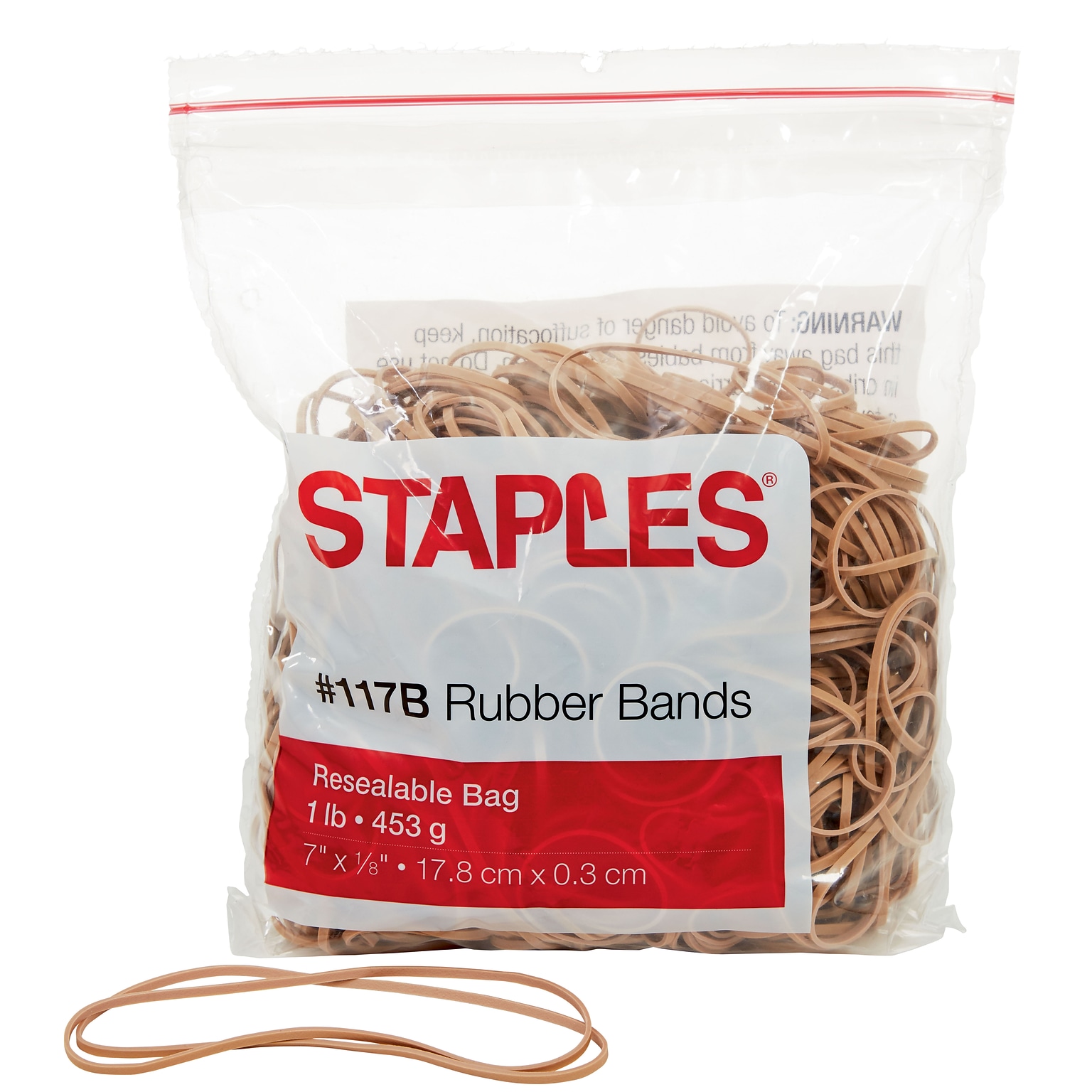 Staples® Premium Rubber Bands, #117B, 7 x 1/8, 1 lb. Bag, 200/Pack (28621-CC)