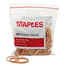 Staples® Economy Rubber Bands, Size #54, Assorted Sizes, 1/4 lb. Bag, 300/Pack (28623-CC)