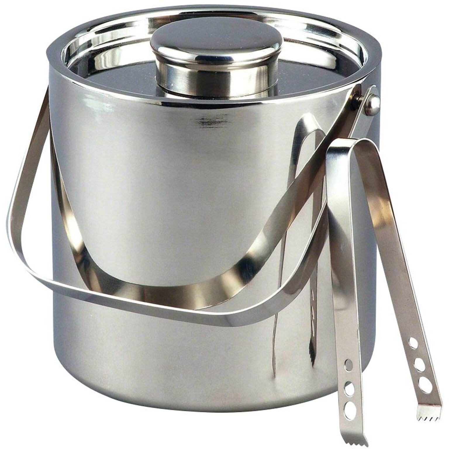 Elegance 3 Qt. Stainless Steel Ice Bucket with Tongs, Silver (59656)