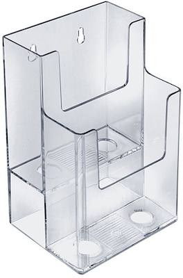 Azar Two-Tier, Two-Pocket Trifold Brochure Holder, 4.625 x 3.625 x 7, Clear, 2/Pack