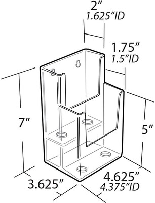 Azar Two-Tier, Two-Pocket Trifold Brochure Holder, 4.625" x 3.625" x 7, Clear, 2/Pack
