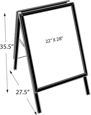 A-Board Sign in Black. Slide-In Frame Size: 22"W x 28"H