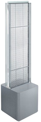 Two-Sided Pegboard Floor Display on Studio Base w/ C-Channels. Panel Size: 13.5"W x 44"H - Clear