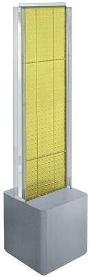 Two-Sided Pegboard Floor Display on Studio Base w/ C-Channels. Panel Size: 13.5"W x 44"H - Yellow