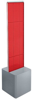 Two-Sided Pegboard Floor Display on Studio Base. Panel Size: 13.5"W x 44"H - Red
