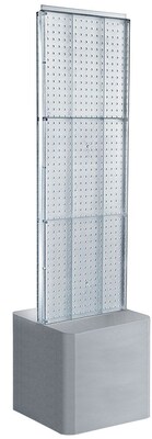 Two-Sided Pegboard Floor Display on Adjustable Studio Base. Panel Size: 16"W x 60"H - Clear