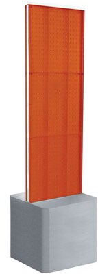 Azar Two-Sided Pegboard Floor Display on Adjustable Studio Base, 16W x 60H, Orange (700775-ORG)