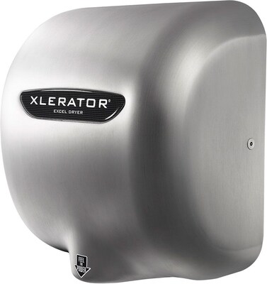 XLERATOR® XL-SBV 208-277V Hand Dryer with Noise Reduction Nozzle, Brushed Stainless Steel Cover