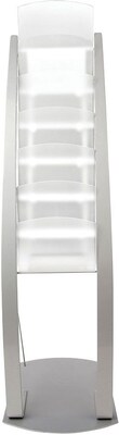 Deflecto Contemporary Floor Display Literature Holder, 8.5" x 11", Vertical, Freestanding, Silver Acrylic (693145)