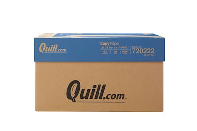 Quill Plus Quill Brand® 8.5 x 11 Copy Paper, 20 lbs., 92 Brightness, 500 Sheets/Ream, 10 Reams/Car