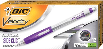 BIC Velocity Side Clic Mechanical Pencil, 0.7mm, #2 Medium Lead, Dozen (MPSC11)
