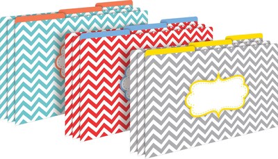 Barker Creek Beautiful Chevron Decorative Legal-Sized File Folders, Multi-Design, 3-tab, 9 per package/3 designs (BC2508)