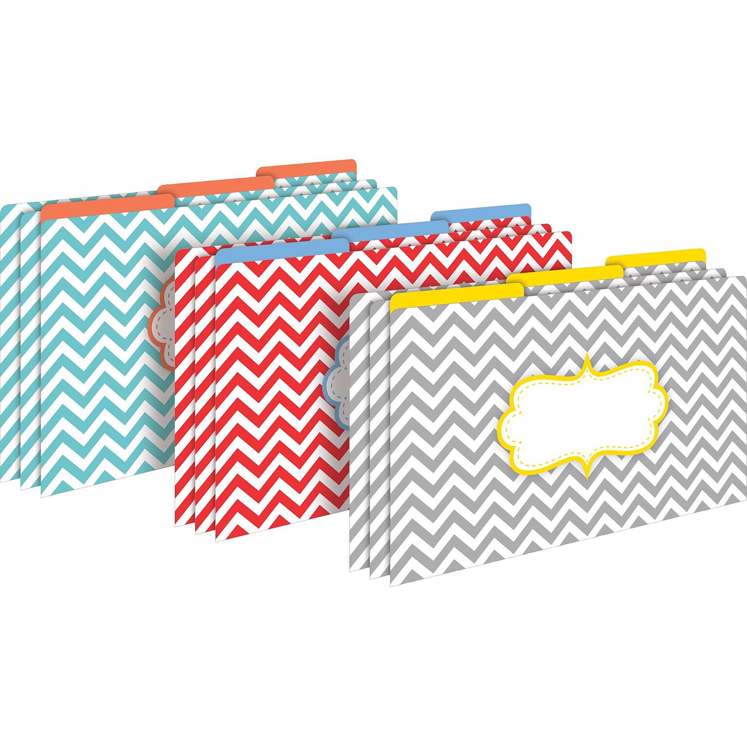 Barker Creek Beautiful Chevron Decorative Legal-Sized File Folders, Multi-Design, 3-tab, 9 per package/3 designs (BC2508)